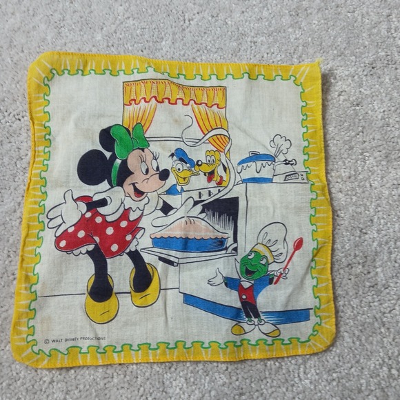 Other - Vintage Hanky Hankie Handkerchief Walt Disney Productions Chef Minnie Mouse